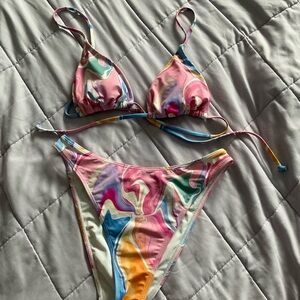 Colorful watercolor bikini set